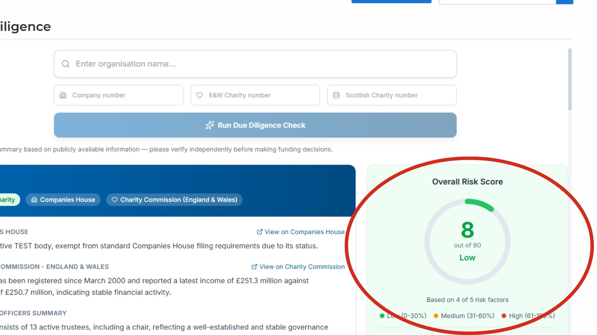 AI Due Diligence risk score