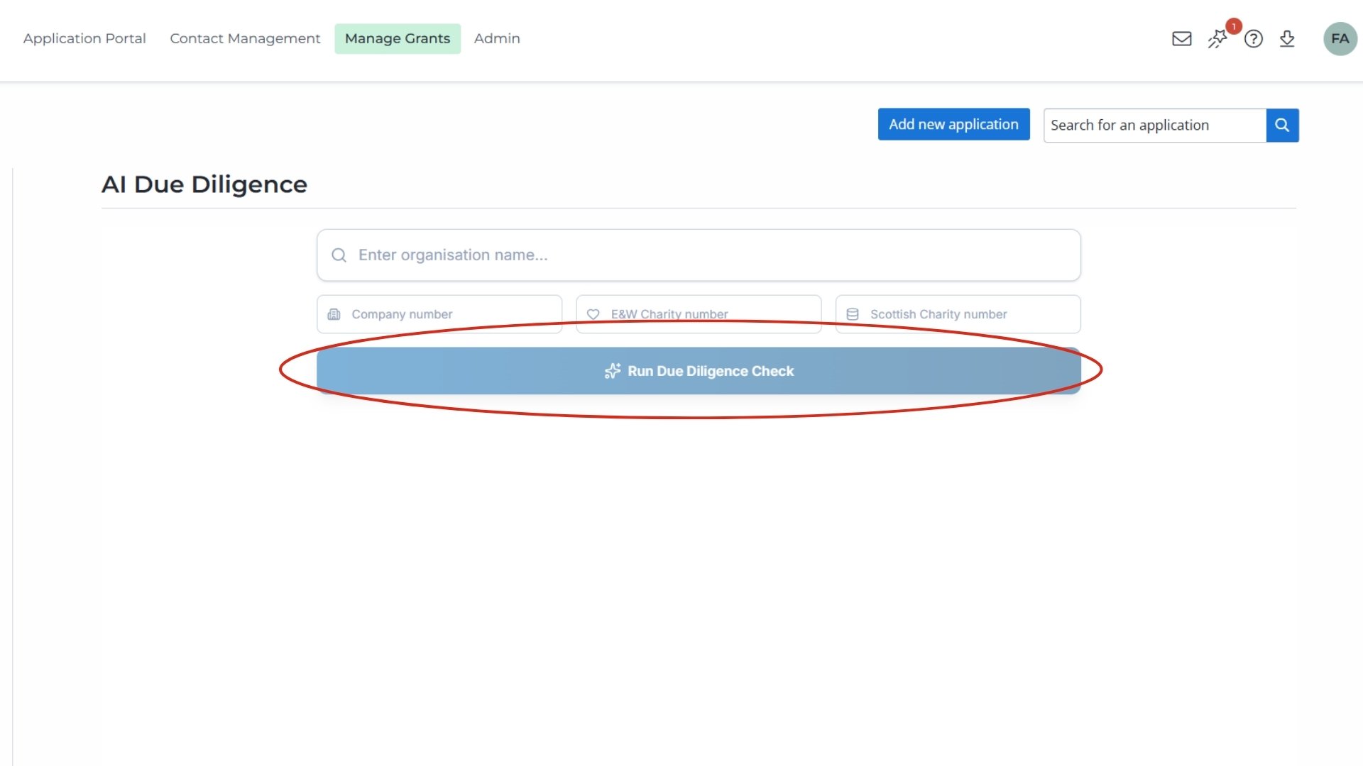 AI Due Diligence step select run