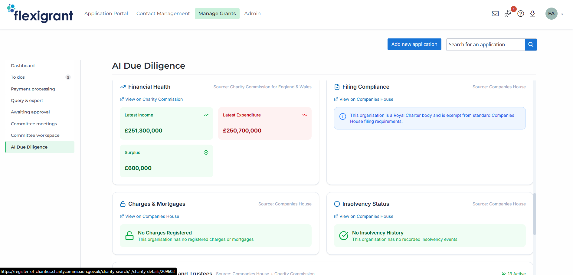 Flexigrant AI Due Diligence Checker Cards