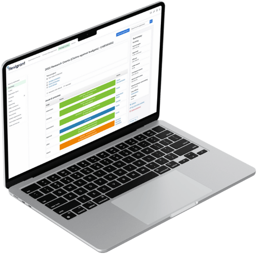 flexigrant grant management on laptop screen
