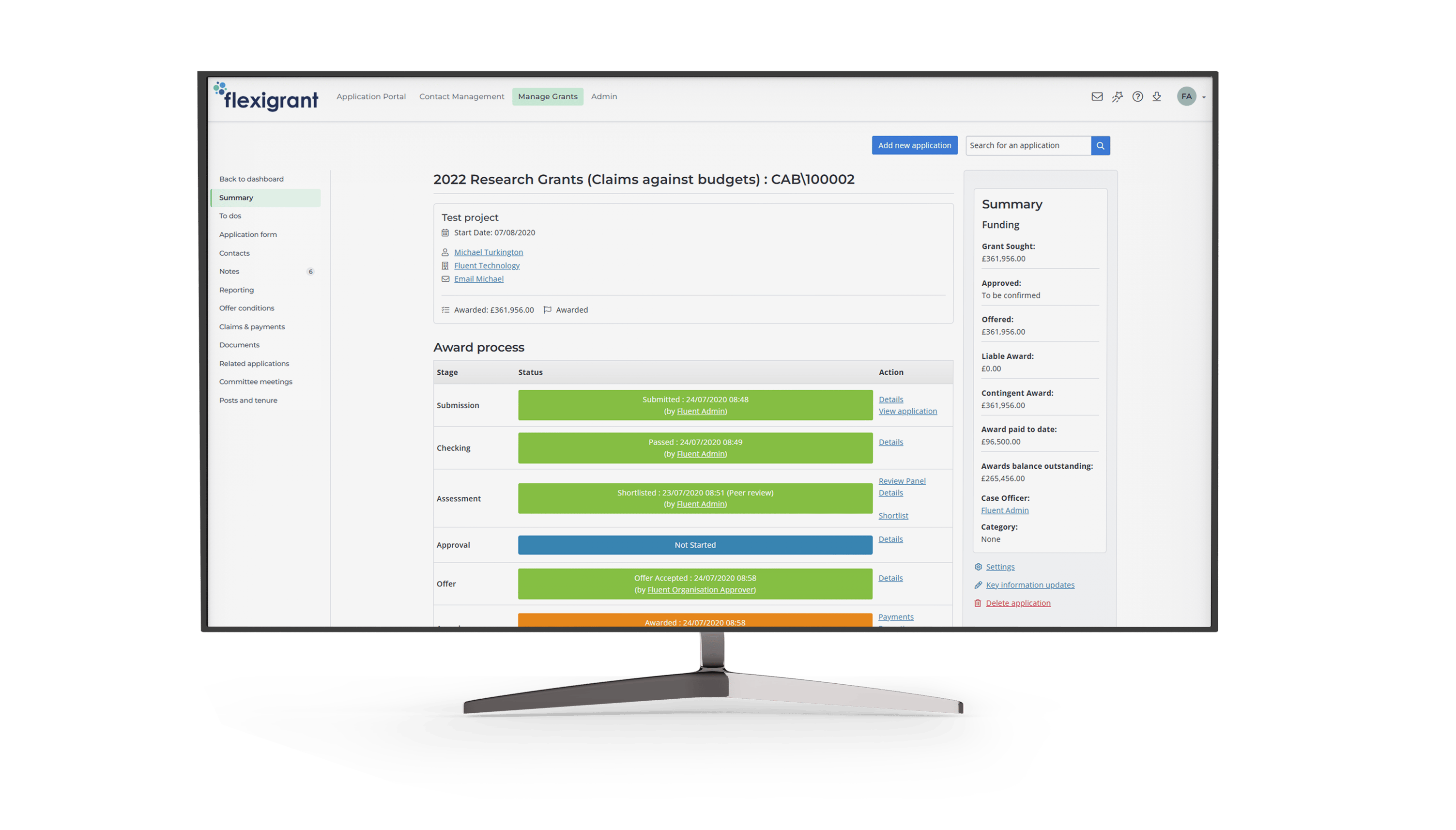 flexigrant on a desktop screen